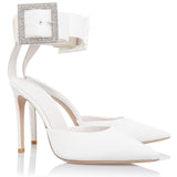White crystal buckle pumps - QUELLECLASSE
